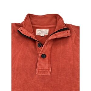 American Eagle Outfitters Mens Pullover Sweatshirt Coral Red 1/4 Button‎ Up